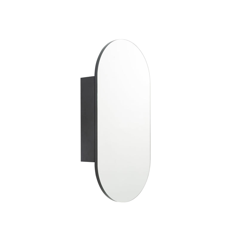 Pill Oval Matte Black Shaving Cabinet By Indulge® - Acqua Bathrooms