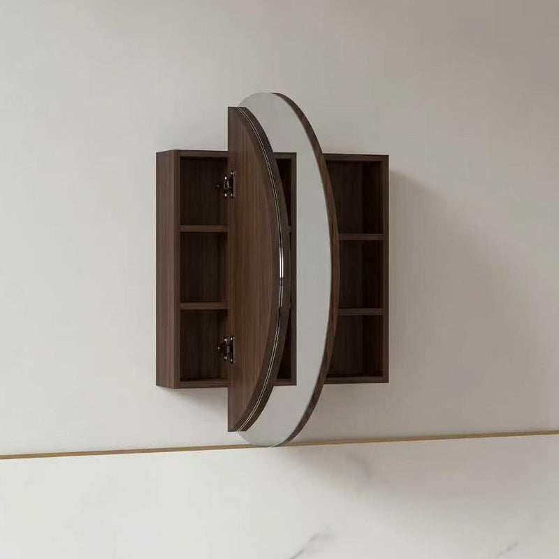 Round 800mm Alder Walnut Shaving Cabinet