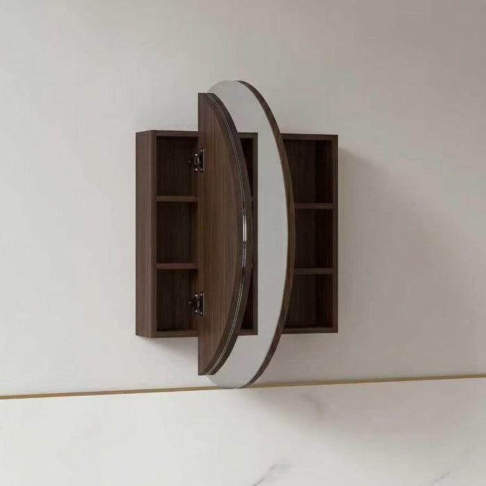 Round 800mm Alder Walnut Shaving Cabinet