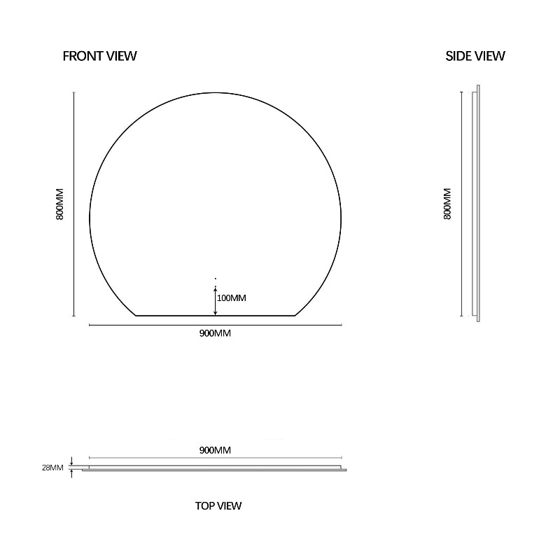 Cove Touchless 900 x 800 D Shape LED Mirror - Three Light Temperatures - Acqua Bathrooms