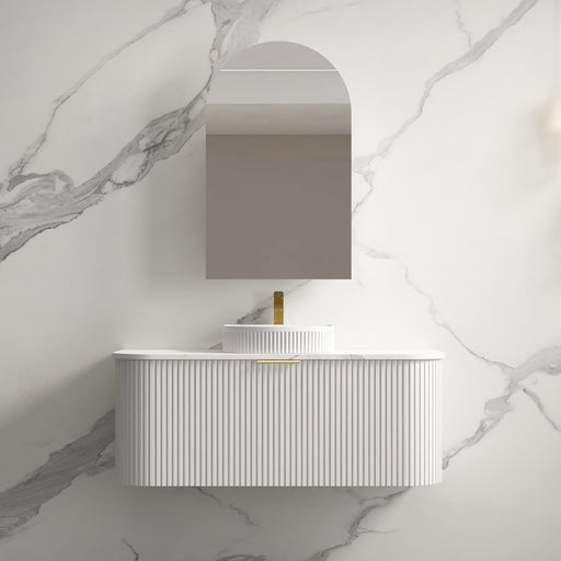 Infinity | Rio 900 Curved Fluted Matte White Wall Hung Vanity - Acqua Bathrooms