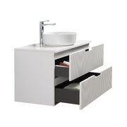 Kelsa 900 Fluted Matte White Wall Hung Vanity - Acqua Bathrooms