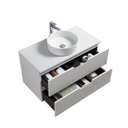 Kelsa 900 Fluted Matte White Wall Hung Vanity - Acqua Bathrooms