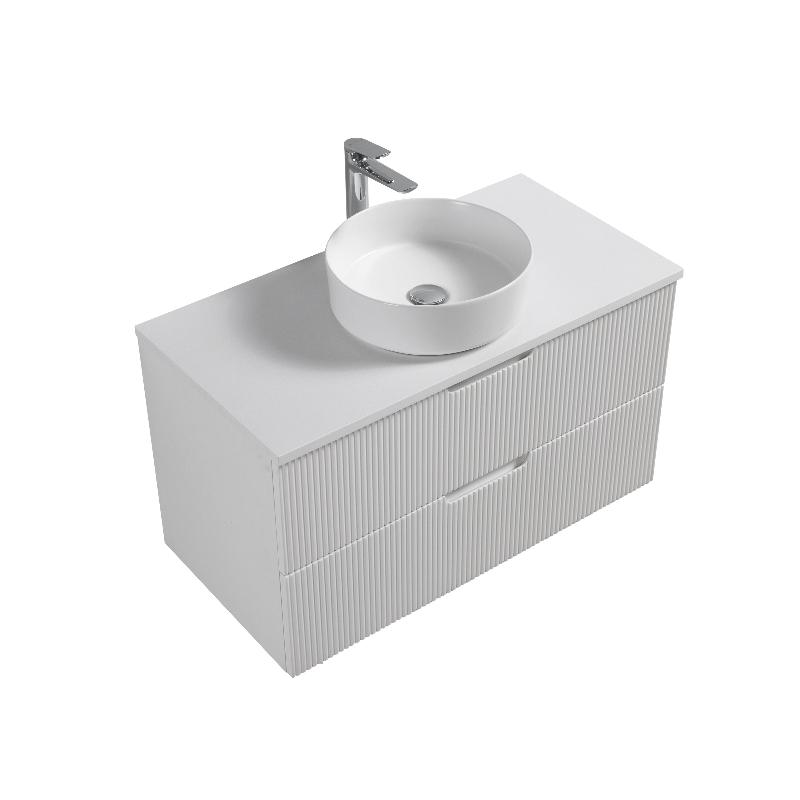 Kelsa 900 Fluted Matte White Wall Hung Vanity - Acqua Bathrooms