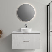 Kelsa 900 Fluted Matte White Wall Hung Vanity - Acqua Bathrooms