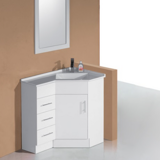 900 x 600 mm Corner White Vanity - Acqua Bathrooms