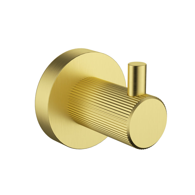 Linie Fluted Brushed Gold Robe Hook – 9915BG