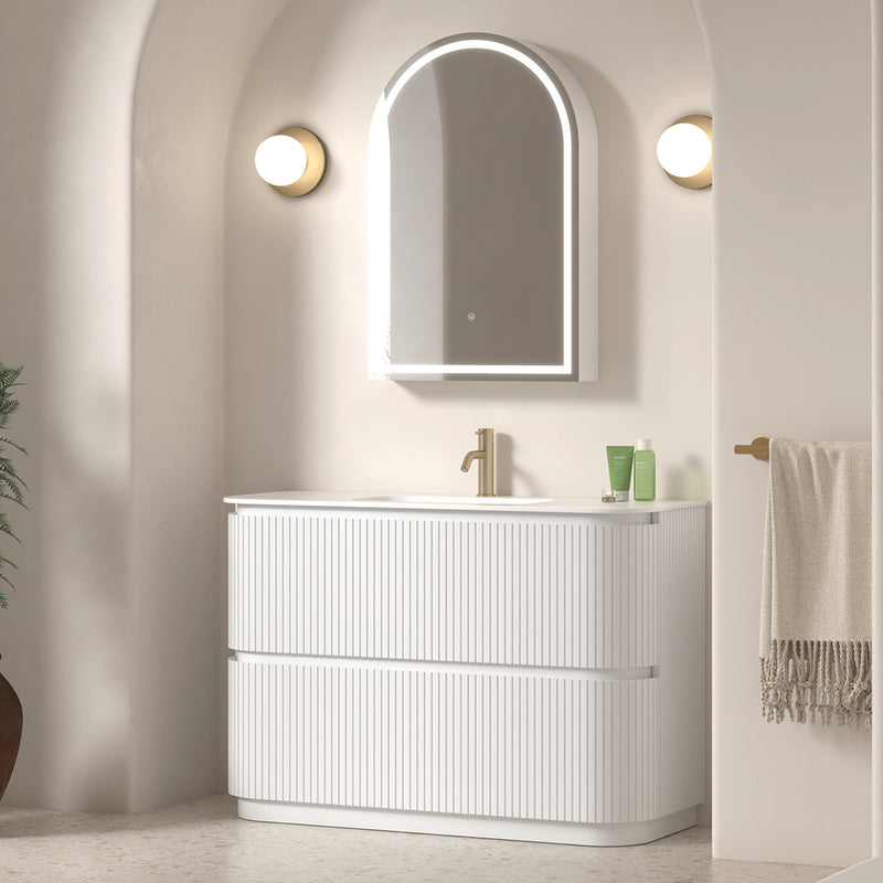 Adella 1200 Matte White Fluted Floor Standing Vanity