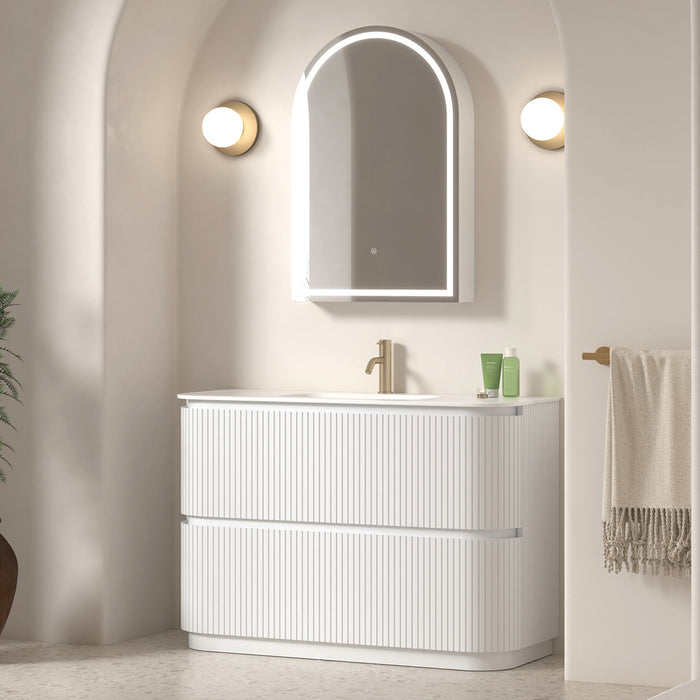 Adella 1200 Matte White Fluted Floor Standing Vanity