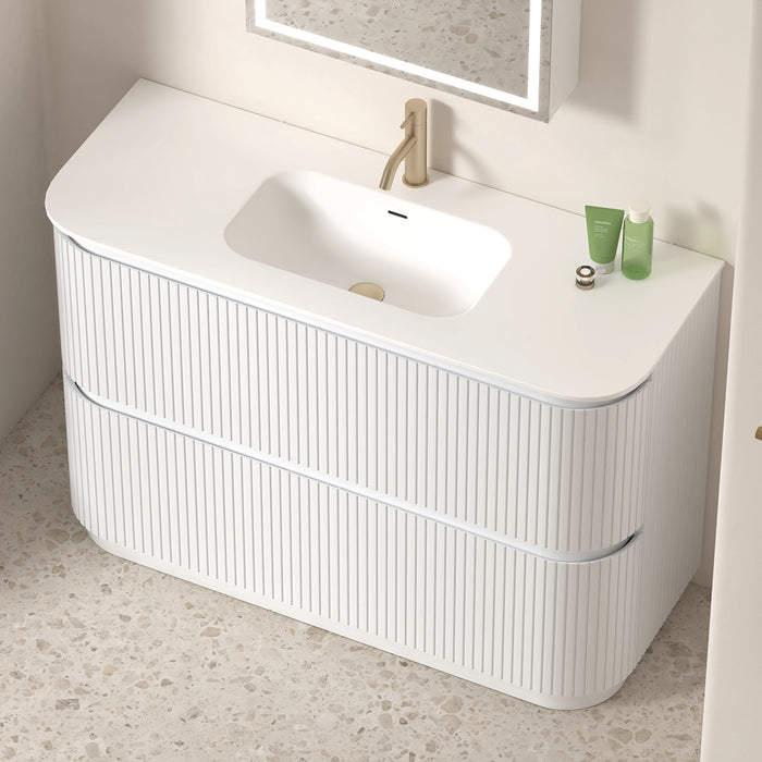 Adella 1200 Matte White Fluted Floor Standing Vanity