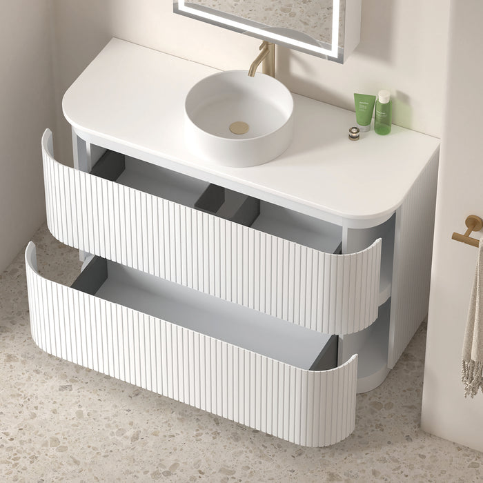 Adella 1200 Matte White Fluted Floor Standing Vanity