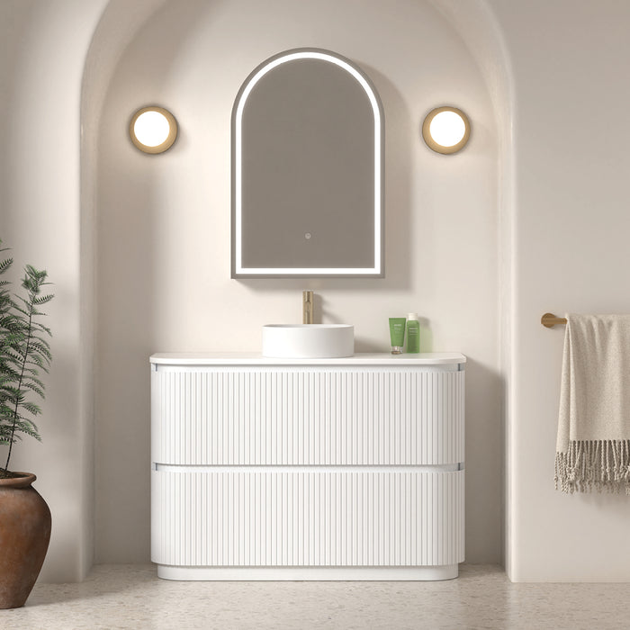 Adella 1200 Matte White Fluted Floor Standing Vanity