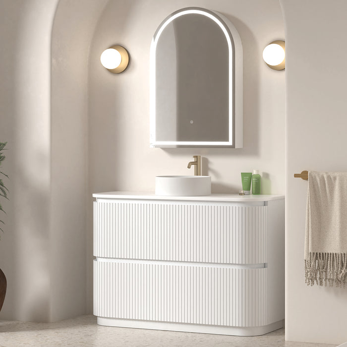 Adella 1200 Matte White Fluted Floor Standing Vanity