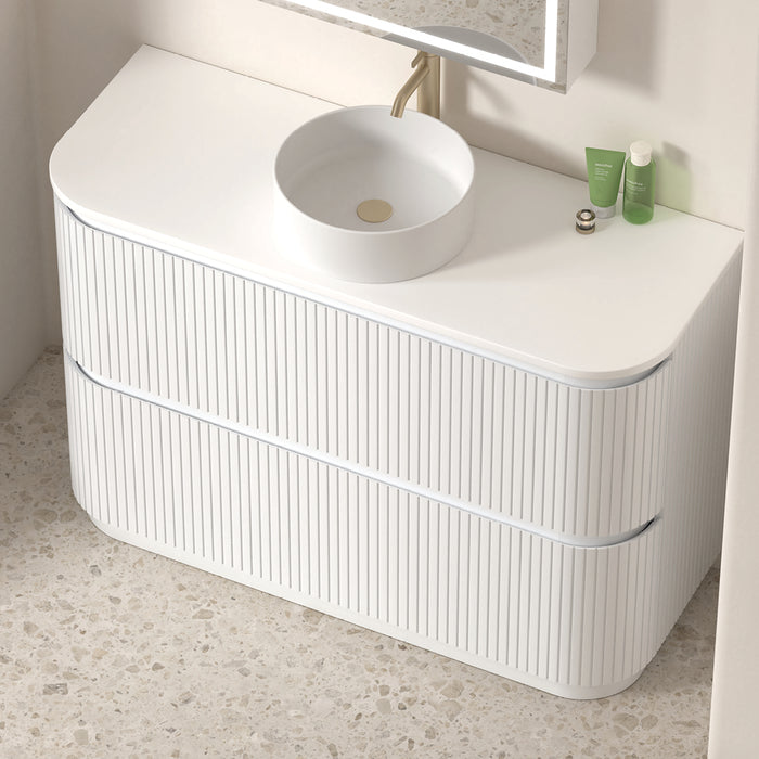 Adella 1200 Matte White Fluted Floor Standing Vanity