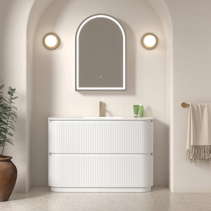 Adella 1200 Matte White Fluted Floor Standing Vanity