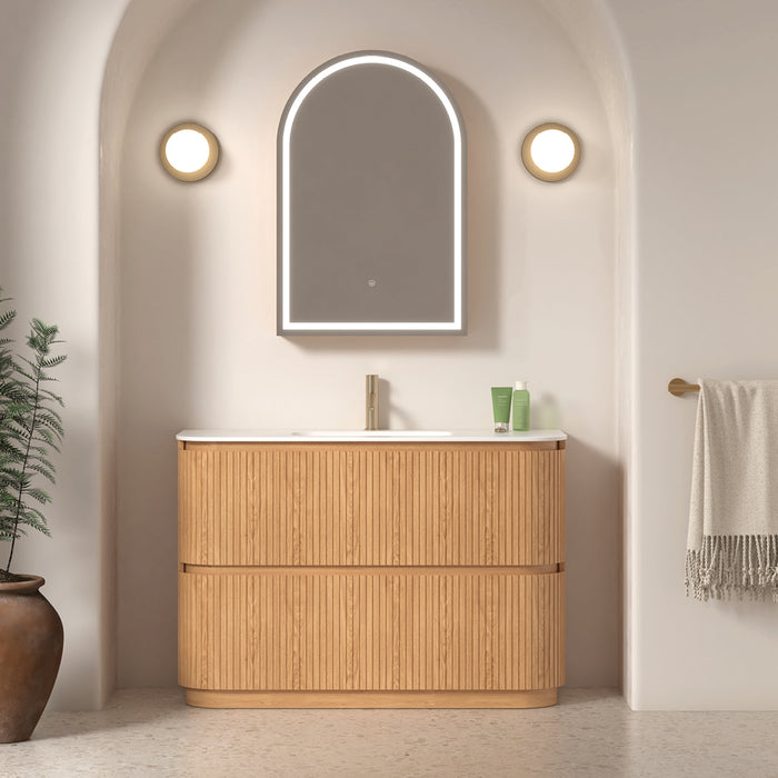 Adella 1200 Light Walnut Fluted Floor Standing Vanity