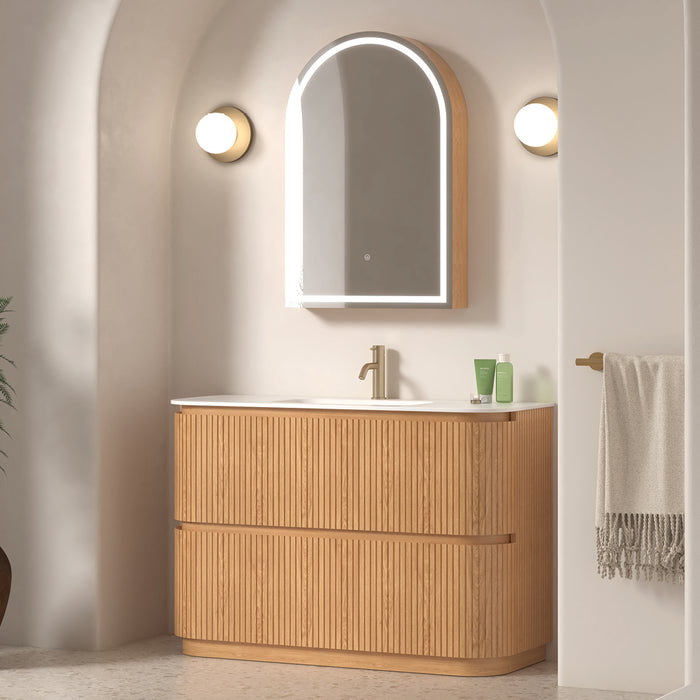 Adella 1200 Light Walnut Fluted Floor Standing Vanity