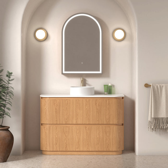 Adella 1200 Light Walnut Fluted Floor Standing Vanity