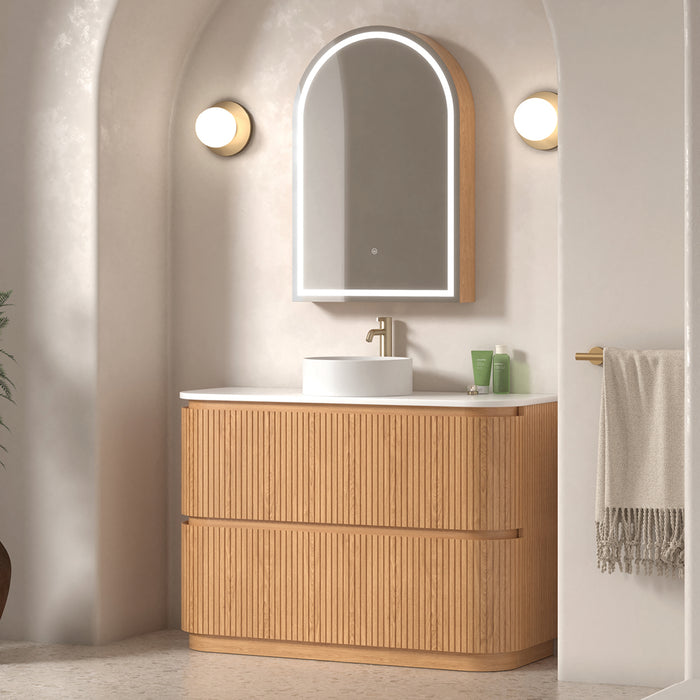 Adella 1200 Light Walnut Fluted Floor Standing Vanity