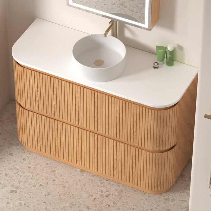 Adella 1200 Light Walnut Fluted Floor Standing Vanity