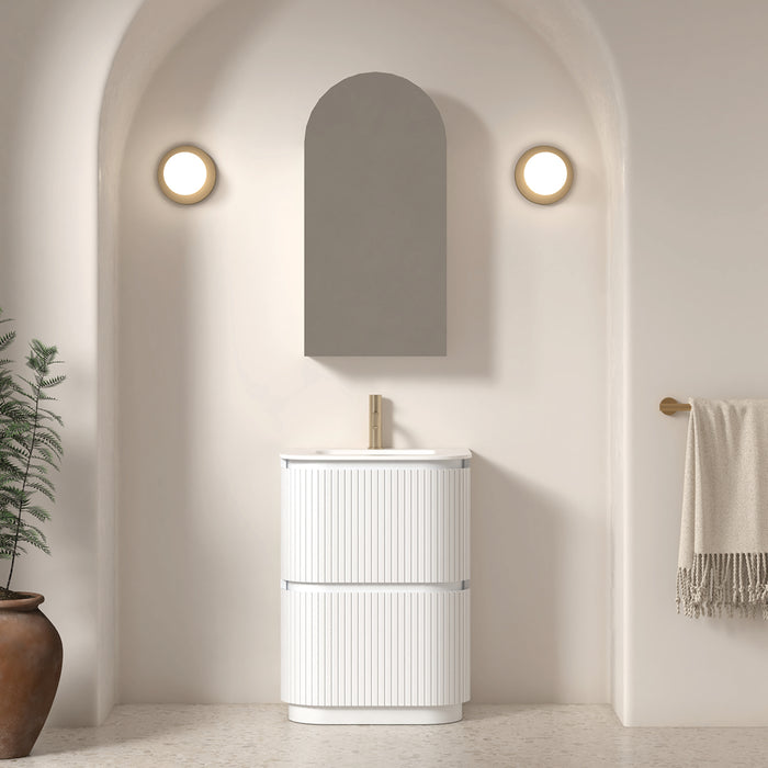 Adella 600 Matte White Fluted Floor Standing Vanity