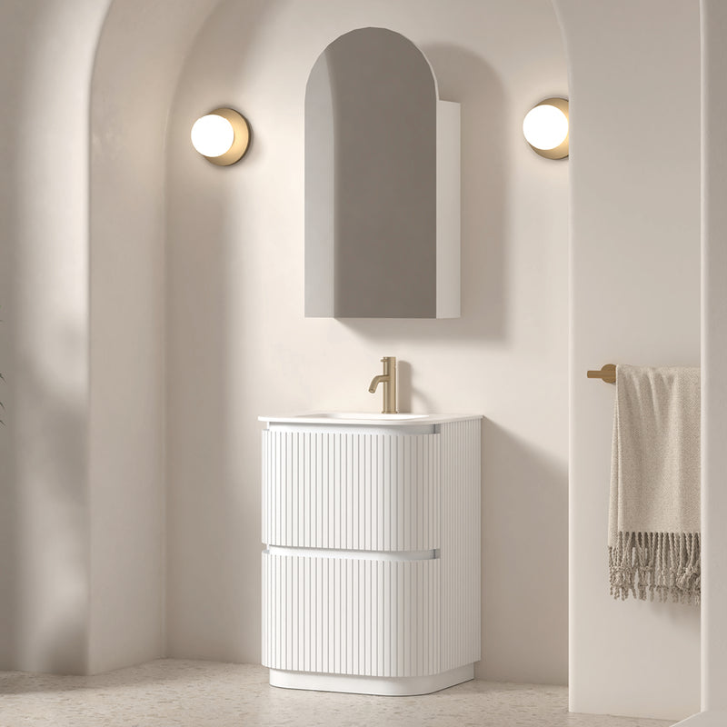 Adella 600 Matte White Fluted Floor Standing Vanity