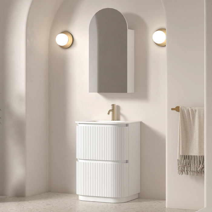 Adella 600 Matte White Fluted Floor Standing Vanity