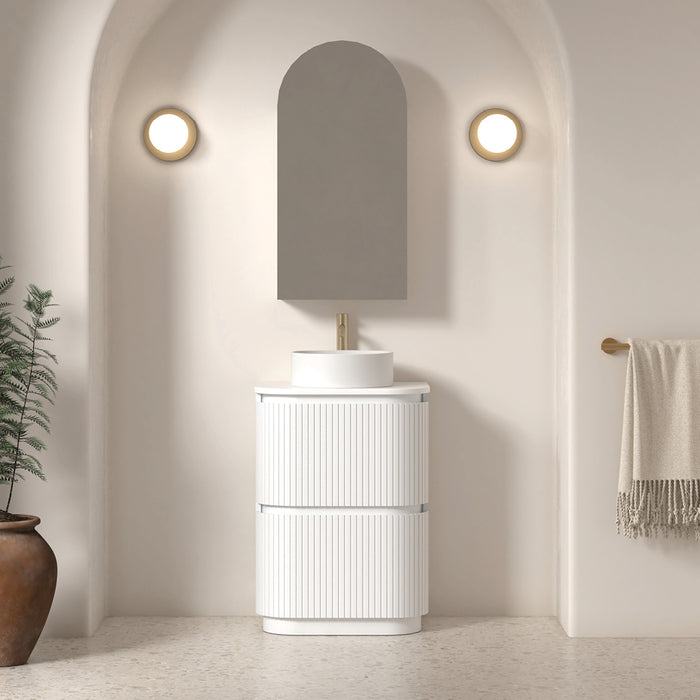 Adella 600 Matte White Fluted Floor Standing Vanity
