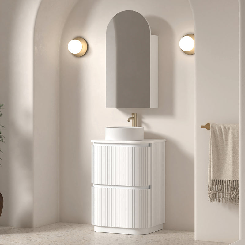 Adella 600 Matte White Fluted Floor Standing Vanity