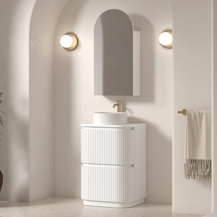 Adella 600 Matte White Fluted Floor Standing Vanity