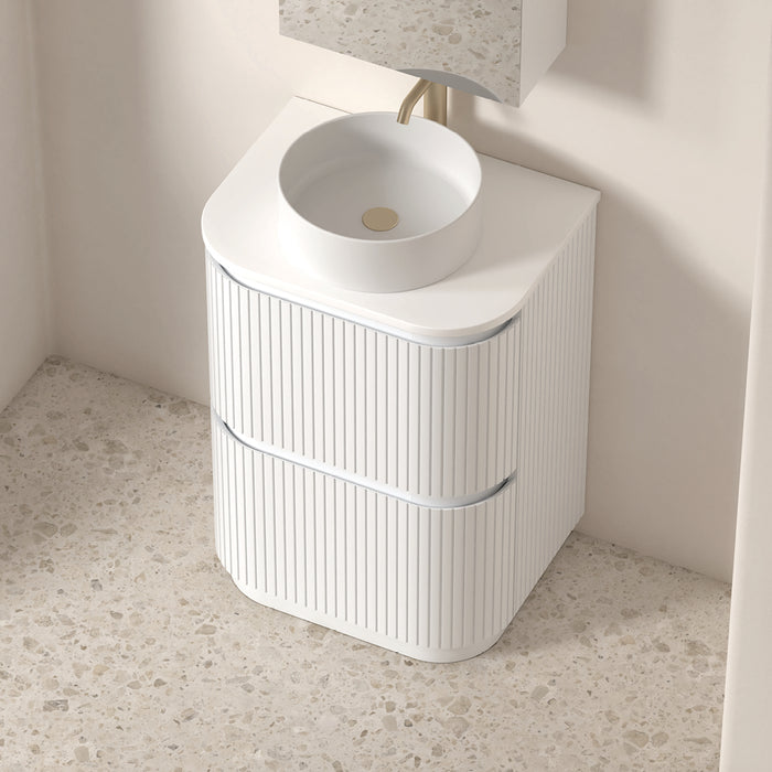 Adella 600 Matte White Fluted Floor Standing Vanity