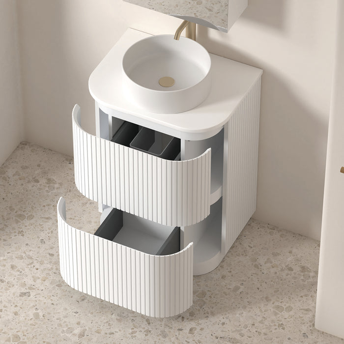 Adella 600 Matte White Fluted Floor Standing Vanity