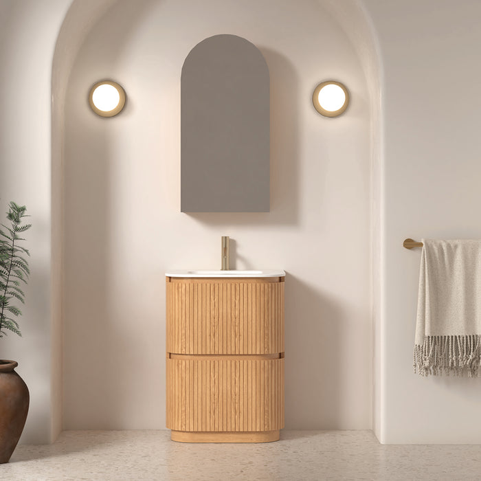 Adella 600 Light Walnut Fluted Floor Standing Vanity
