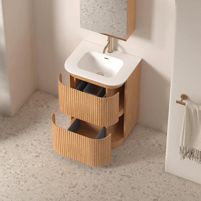 Adella 600 Light Walnut Fluted Floor Standing Vanity