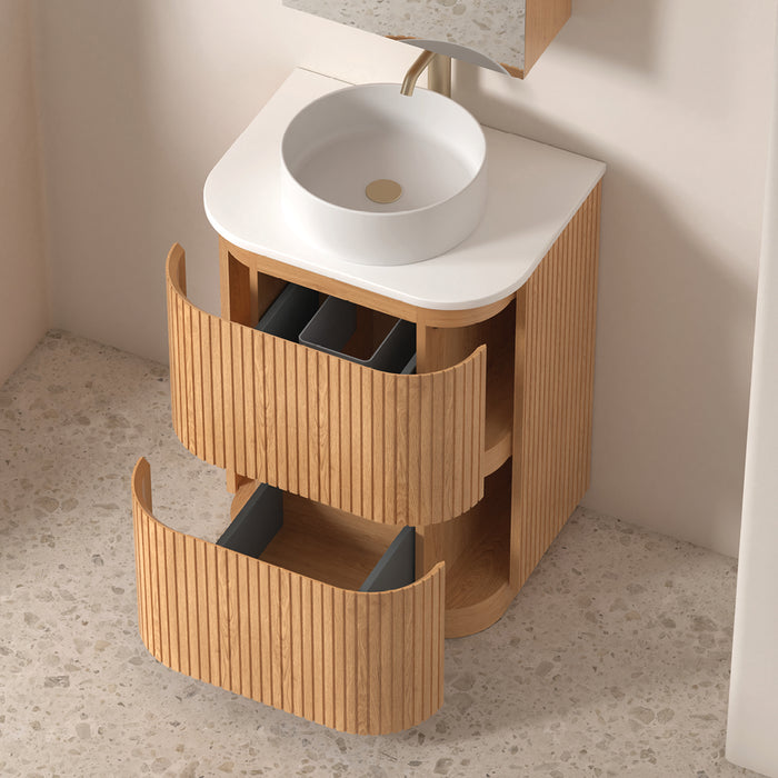 Adella 600 Light Walnut Fluted Floor Standing Vanity