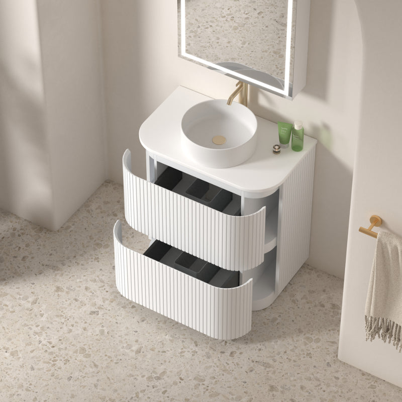 Adella 750 Matte White Fluted Floor Standing Vanity