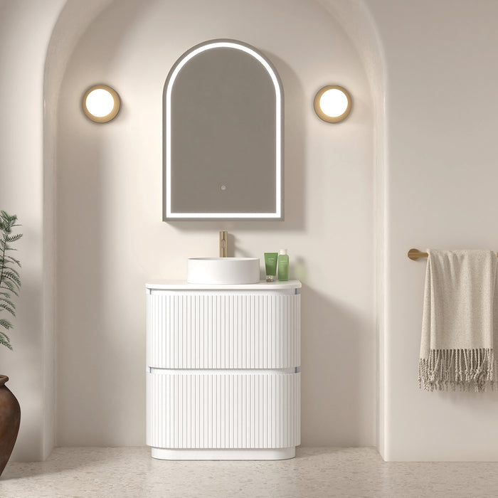 Adella 750 Matte White Fluted Floor Standing Vanity