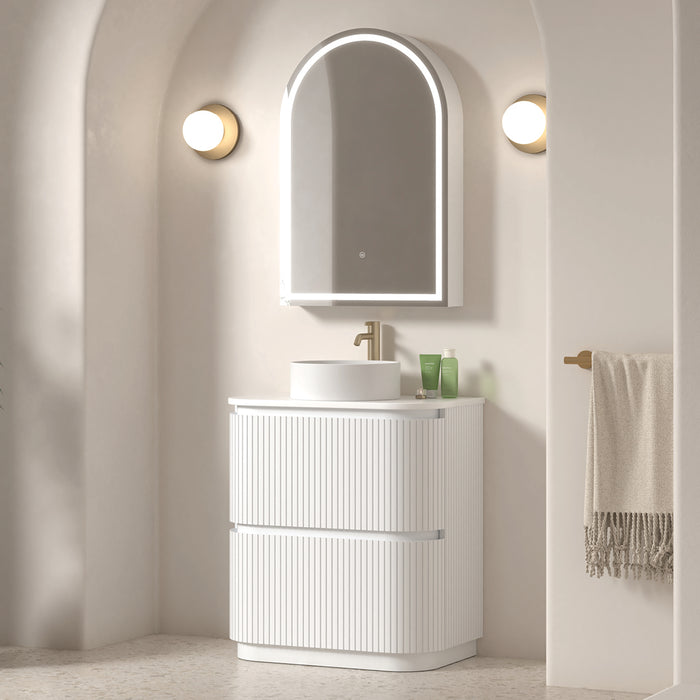 Adella 750 Matte White Fluted Floor Standing Vanity