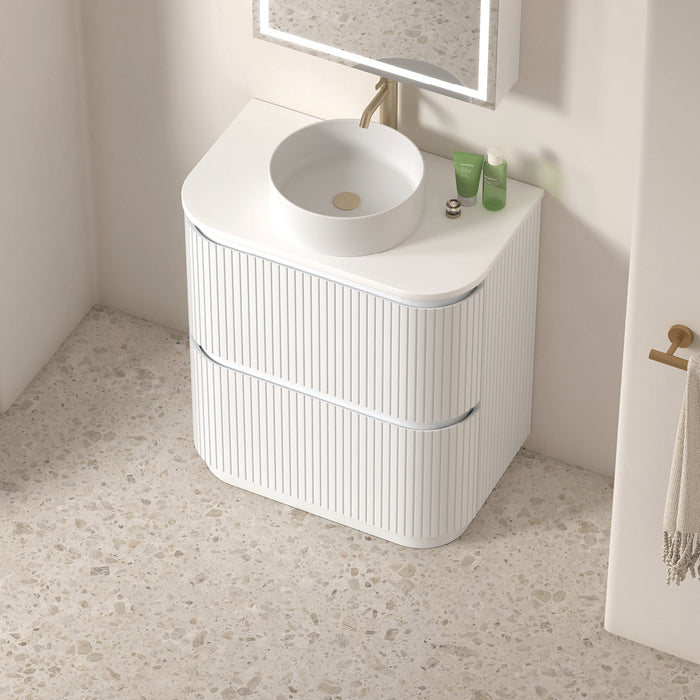 Adella 750 Matte White Fluted Floor Standing Vanity