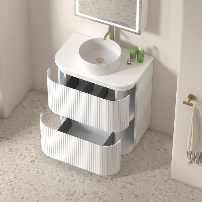 Adella 750 Matte White Fluted Floor Standing Vanity