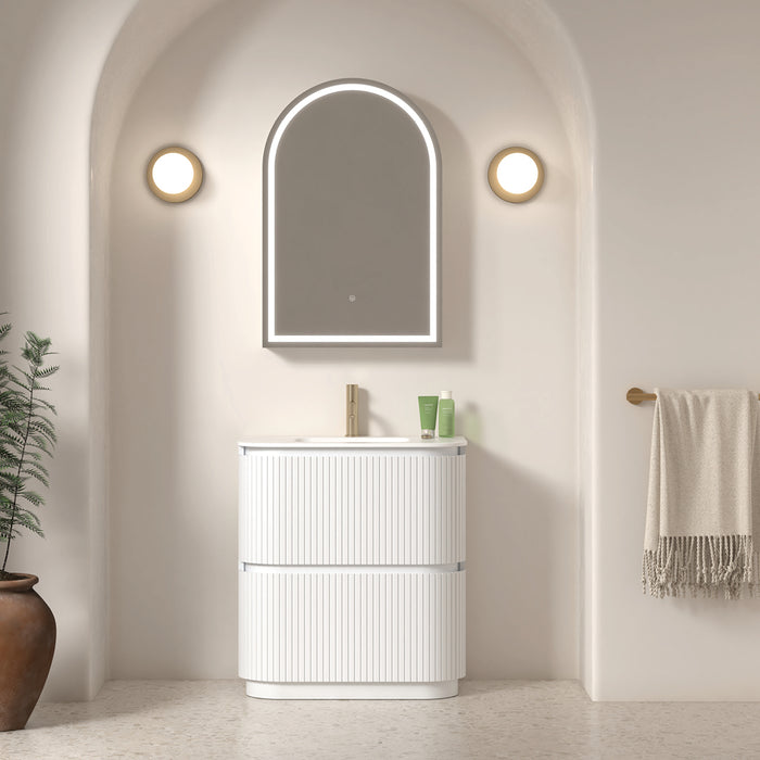 Adella 750 Matte White Fluted Floor Standing Vanity