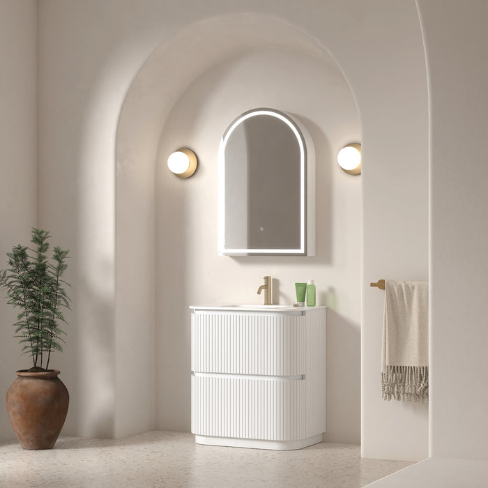Adella 750 Matte White Fluted Floor Standing Vanity