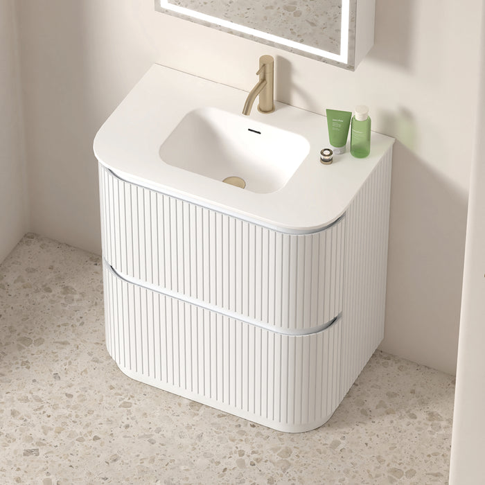 Adella 750 Matte White Fluted Floor Standing Vanity