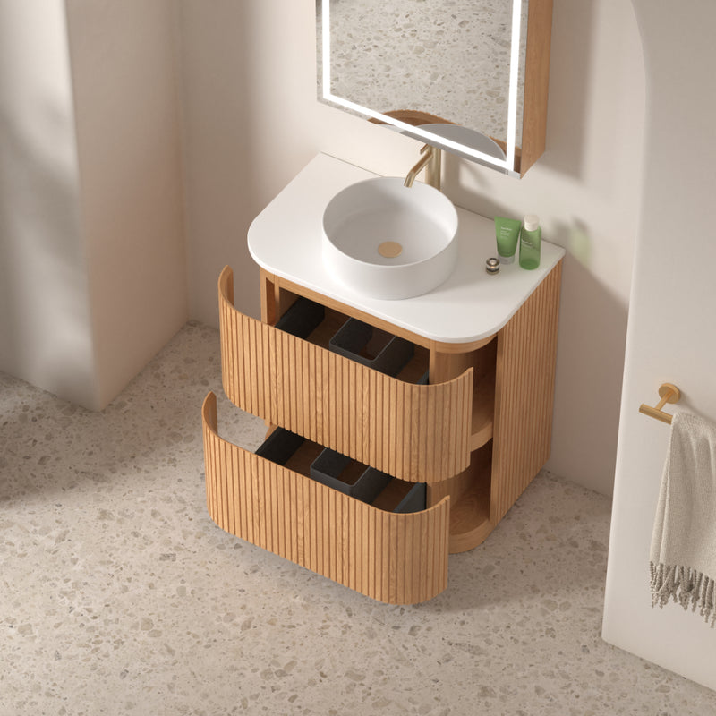 Adella 750 Light Walnut Fluted Floor Standing Vanity