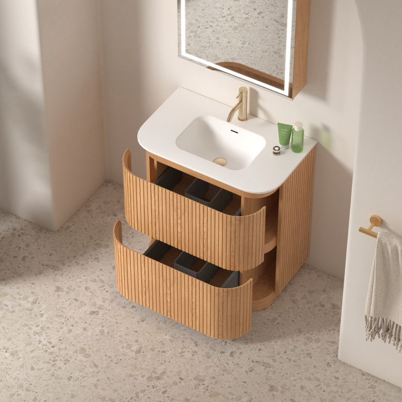 Adella 750 Light Walnut Fluted Floor Standing Vanity