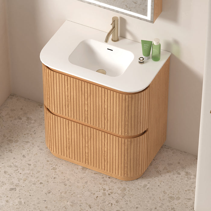 Adella 750 Light Walnut Fluted Floor Standing Vanity