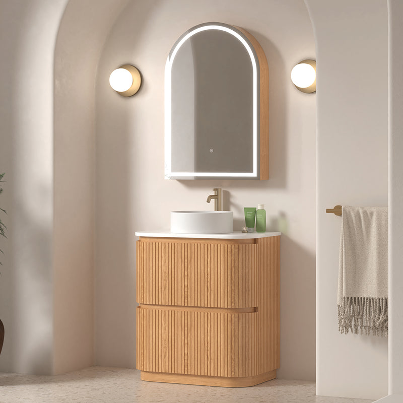 Adella 750 Light Walnut Fluted Floor Standing Vanity