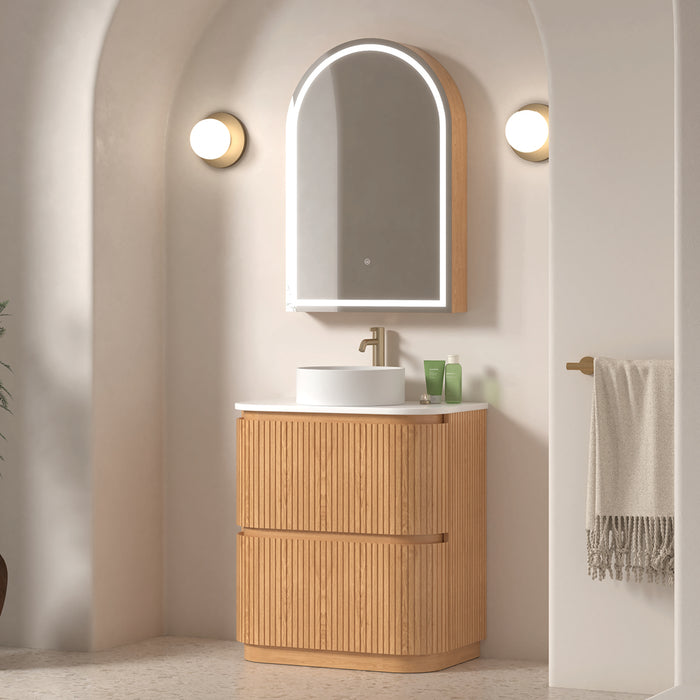 Adella 750 Light Walnut Fluted Floor Standing Vanity