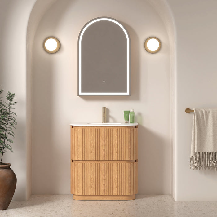 Adella 750 Light Walnut Fluted Floor Standing Vanity