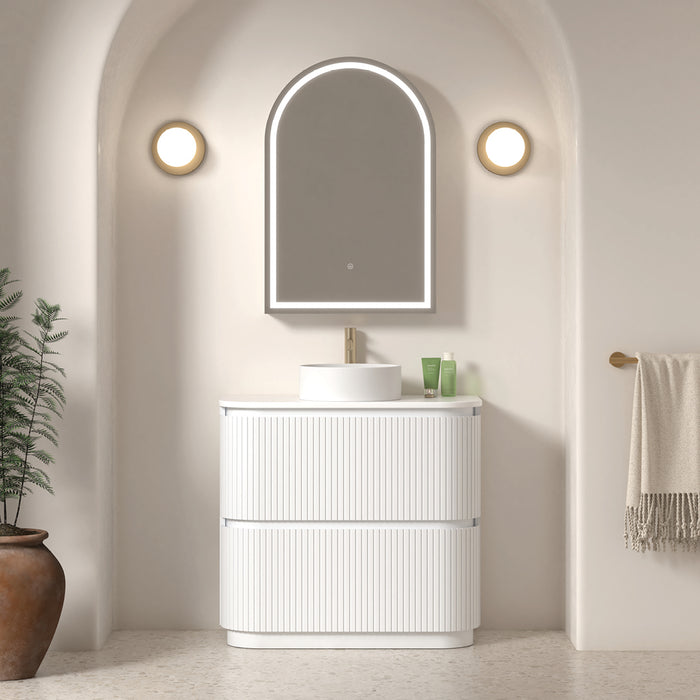 Adella 900 Matte White Fluted Floor Standing Vanity